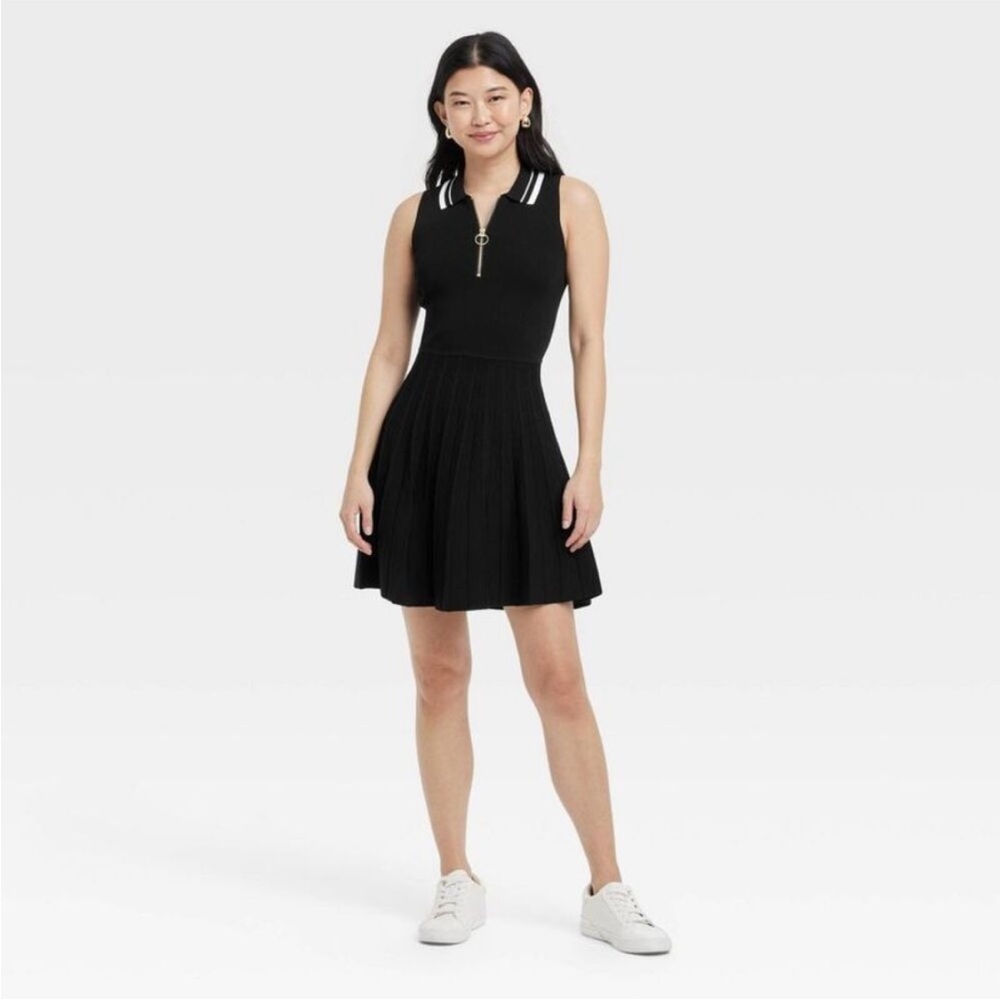 A New Day - Women's Tennis Tank Sweater Dress - A New Day Blac Black